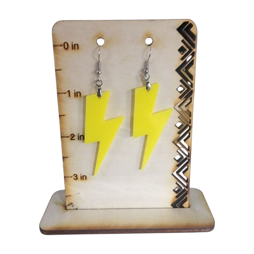 Neon Yellow Lightning Bolt Acrylic Drop Earrings